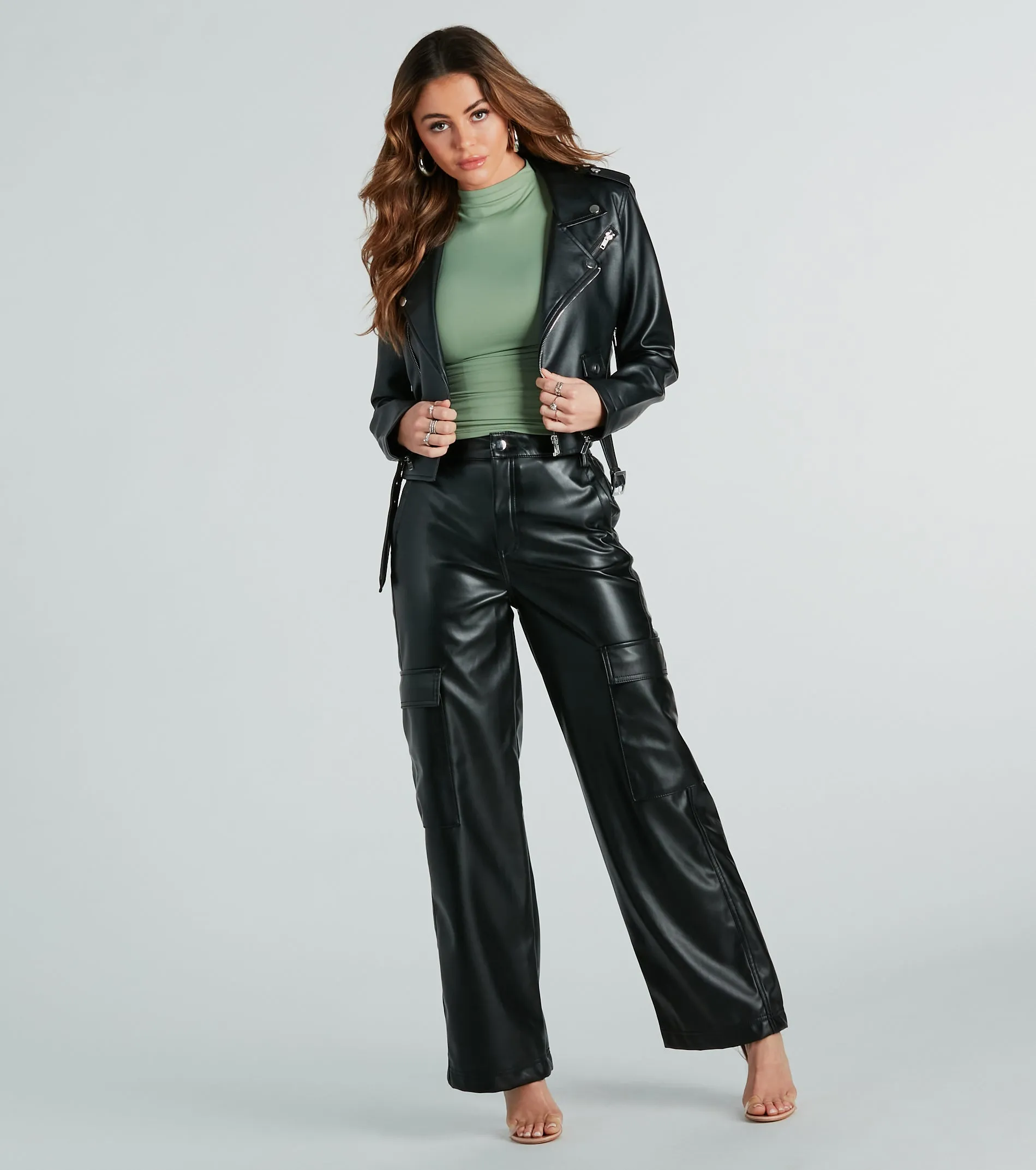 Upgraded Style Faux Leather Wide-Leg Pants sold by Windsor