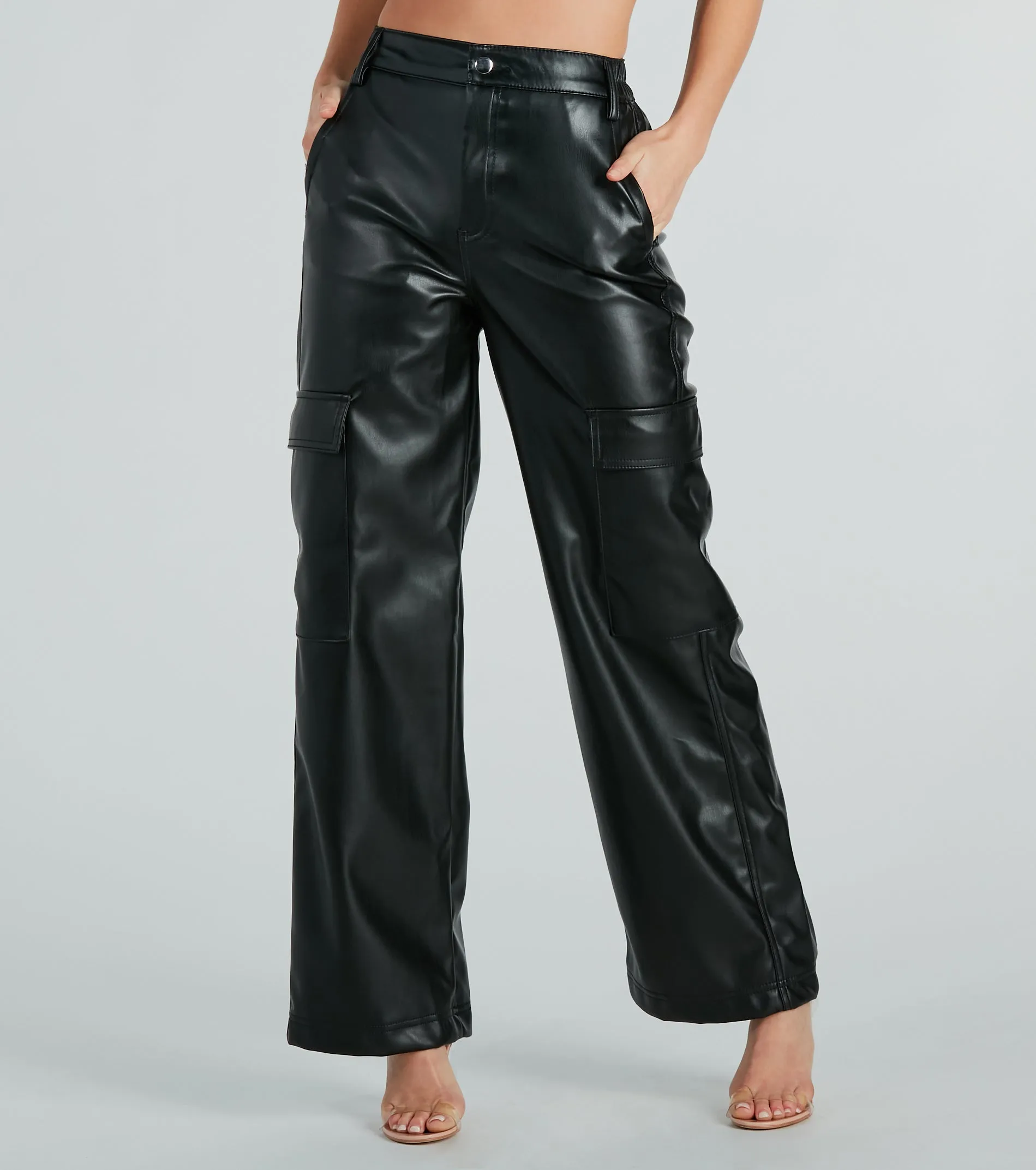 Upgraded Style Faux Leather Wide-Leg Pants sold by Windsor product image thumbnail 2