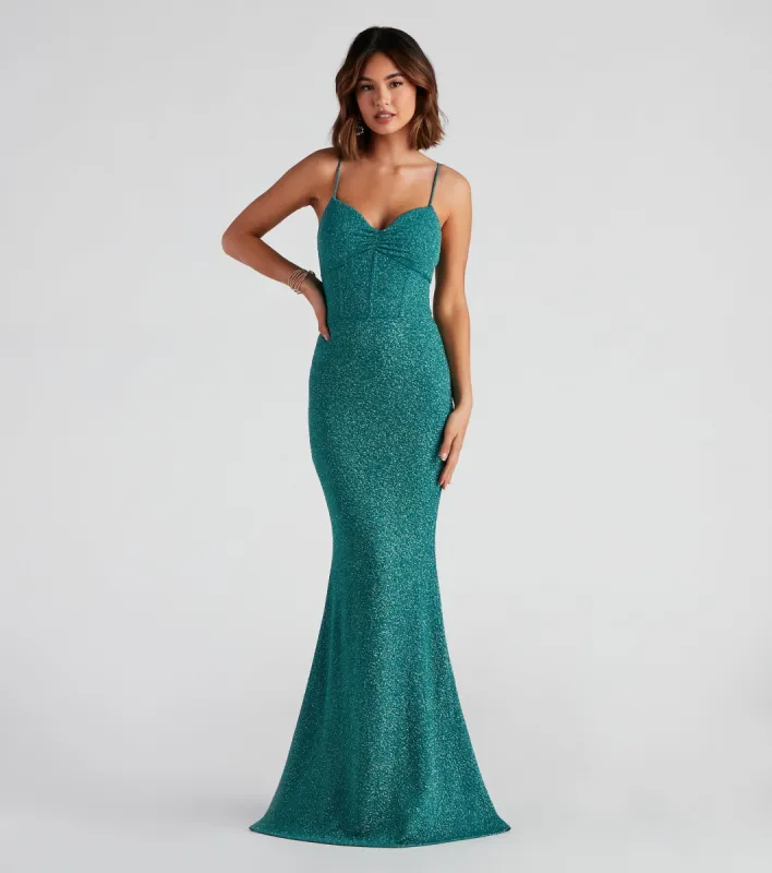 CLEARANCE - Kelsie Formal Glitter Mermaid Dress sold by Windsor