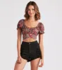 Free Spirited Paisley Tie-Back Crop Top sold by Windsor