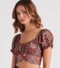 Free Spirited Paisley Tie-Back Crop Top sold by Windsor