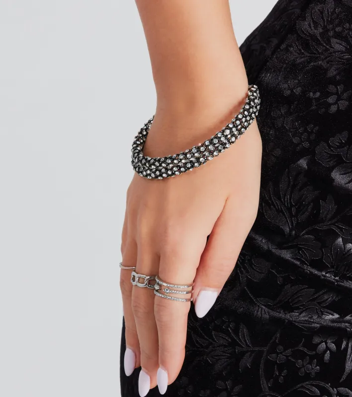 Upscale Glam Rhinestone Hematite Bracelet sold by Windsor