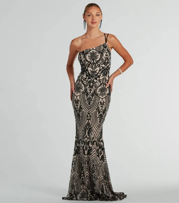 Sarah One-Shoulder Mermaid Sequin Formal Dress sold by Windsor