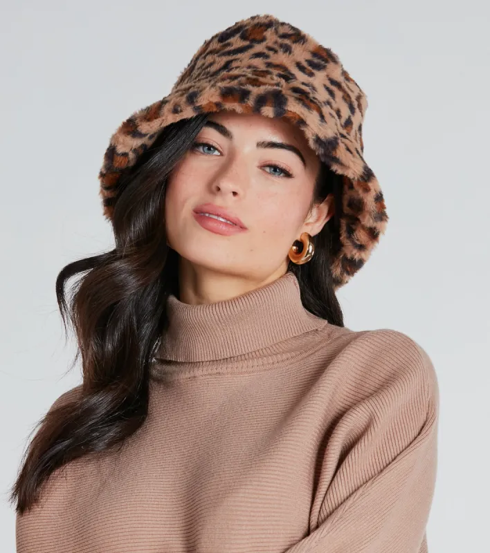 Wild Card Leopard Faux Fur Bucket Hat sold by Windsor