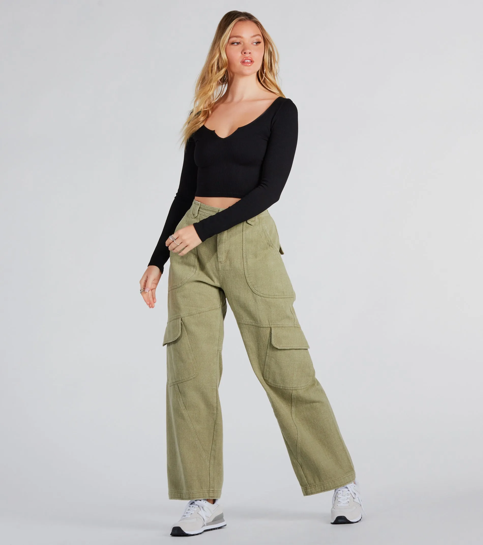 Casual Mood Wide-Leg Cargo Pants sold by Windsor