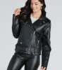Always Elevated Faux Fur Trim Faux Leather Jacket sold by Windsor