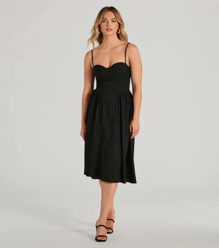 Blissful Afternoons Corset A-Line Midi Dress sold by Windsor