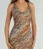 Natural Sweetheart Halter Marble Print Midi Dress sold by Windsor