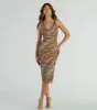 Natural Sweetheart Halter Marble Print Midi Dress sold by Windsor