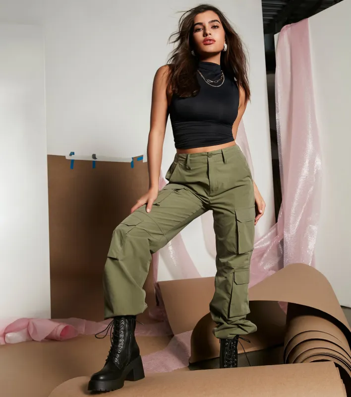 CLEARANCE - Out For The Day High-Rise Cargo Pants sold by Windsor