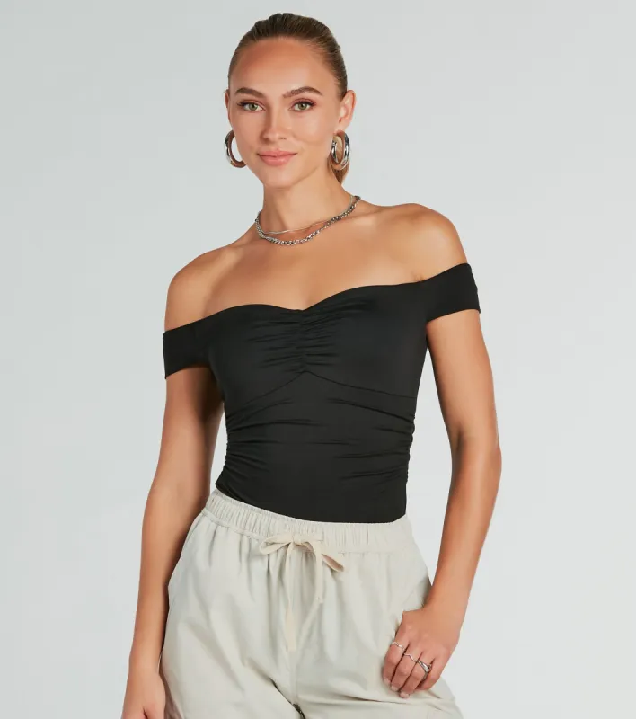 Ready To Go Off-The-Shoulder Bodysuit sold by Windsor