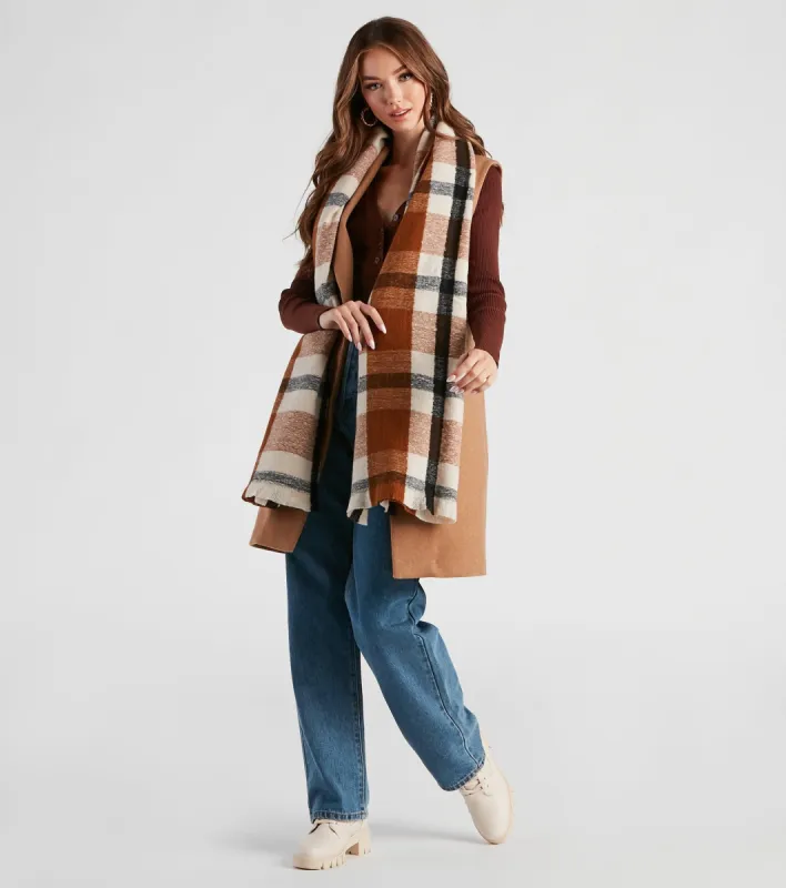 Cold Babe Plaid Blanket Scarf sold by Windsor