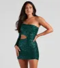 CLEARANCE - Sparkle Party Sequin One-Shoulder Mini Dress sold by Windsor