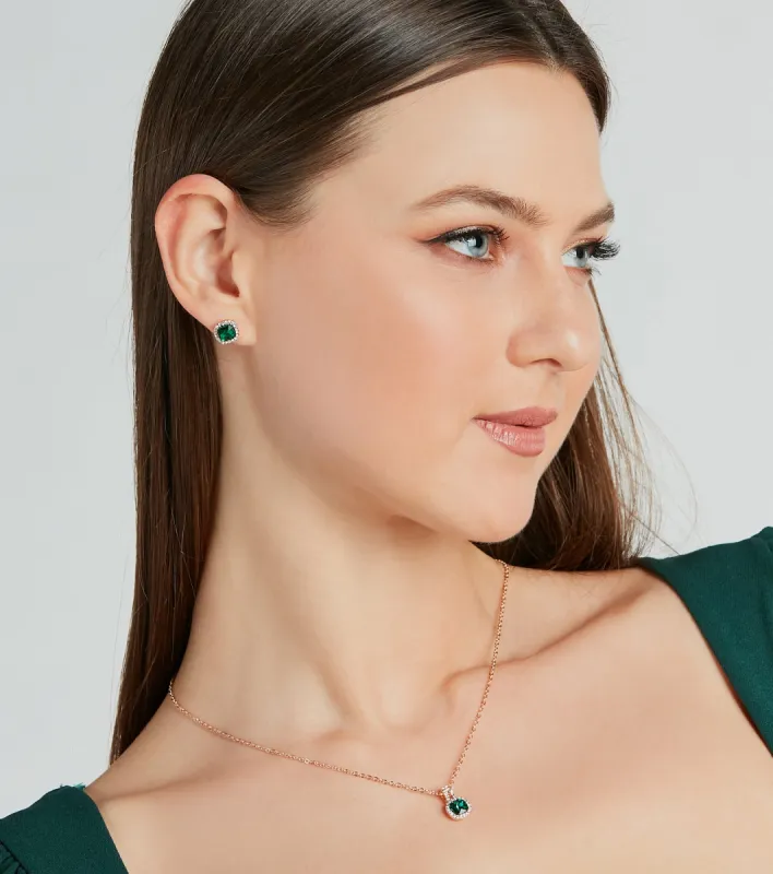 Glam Radiance Gemstone Necklace And Earrings Set sold by Windsor