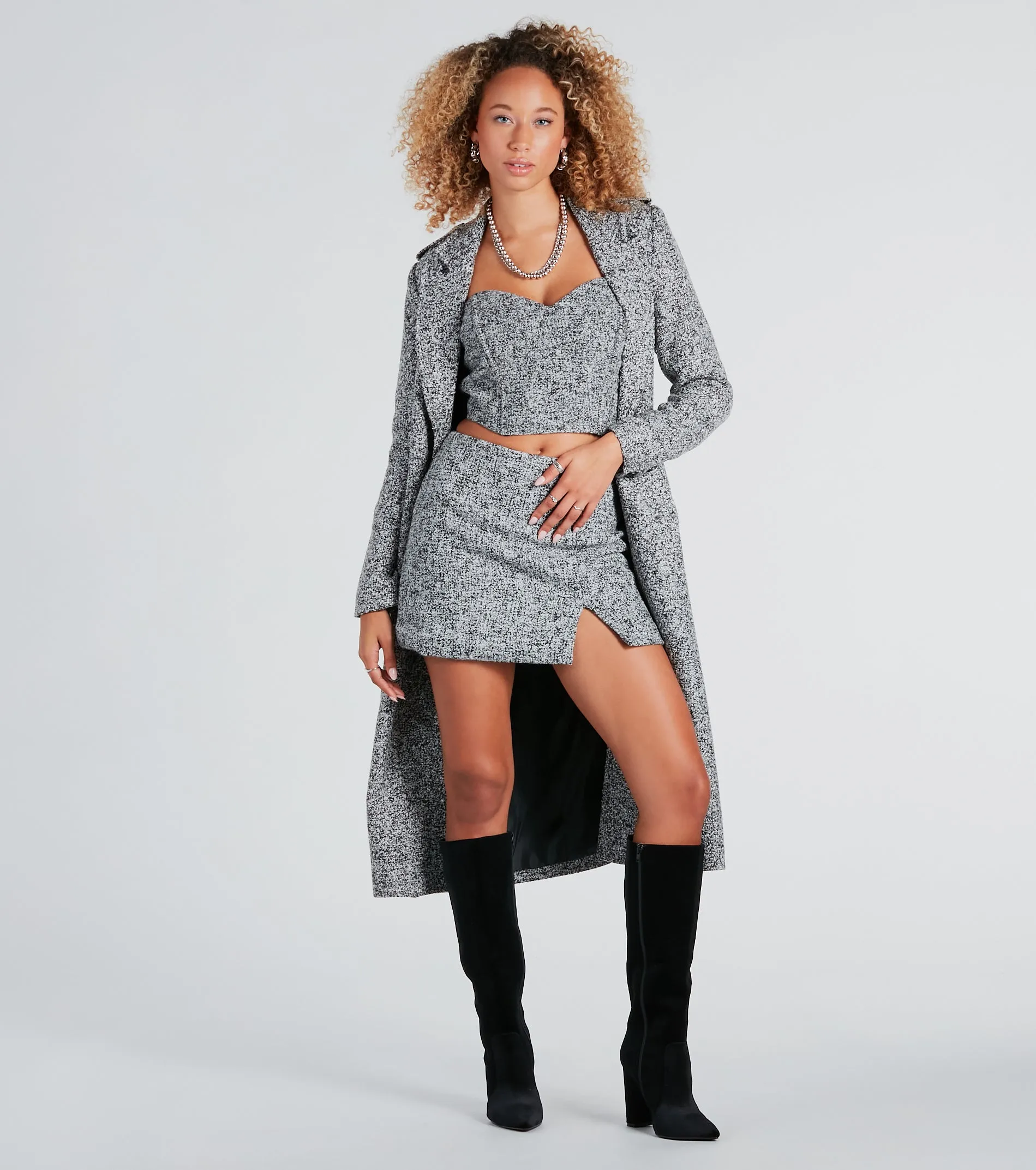 Make The Rules Tweed Woven Mini Skirt sold by Windsor