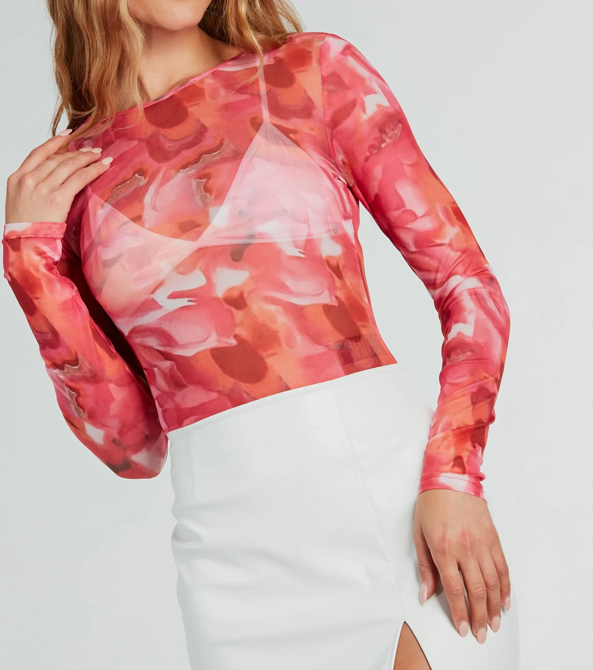 Artsy Vibes Abstract Print Mesh Bodysuit sold by Windsor product image thumbnail 3