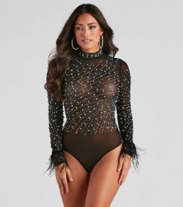 Bold Chic Pearl Mesh Bodysuit sold by Windsor