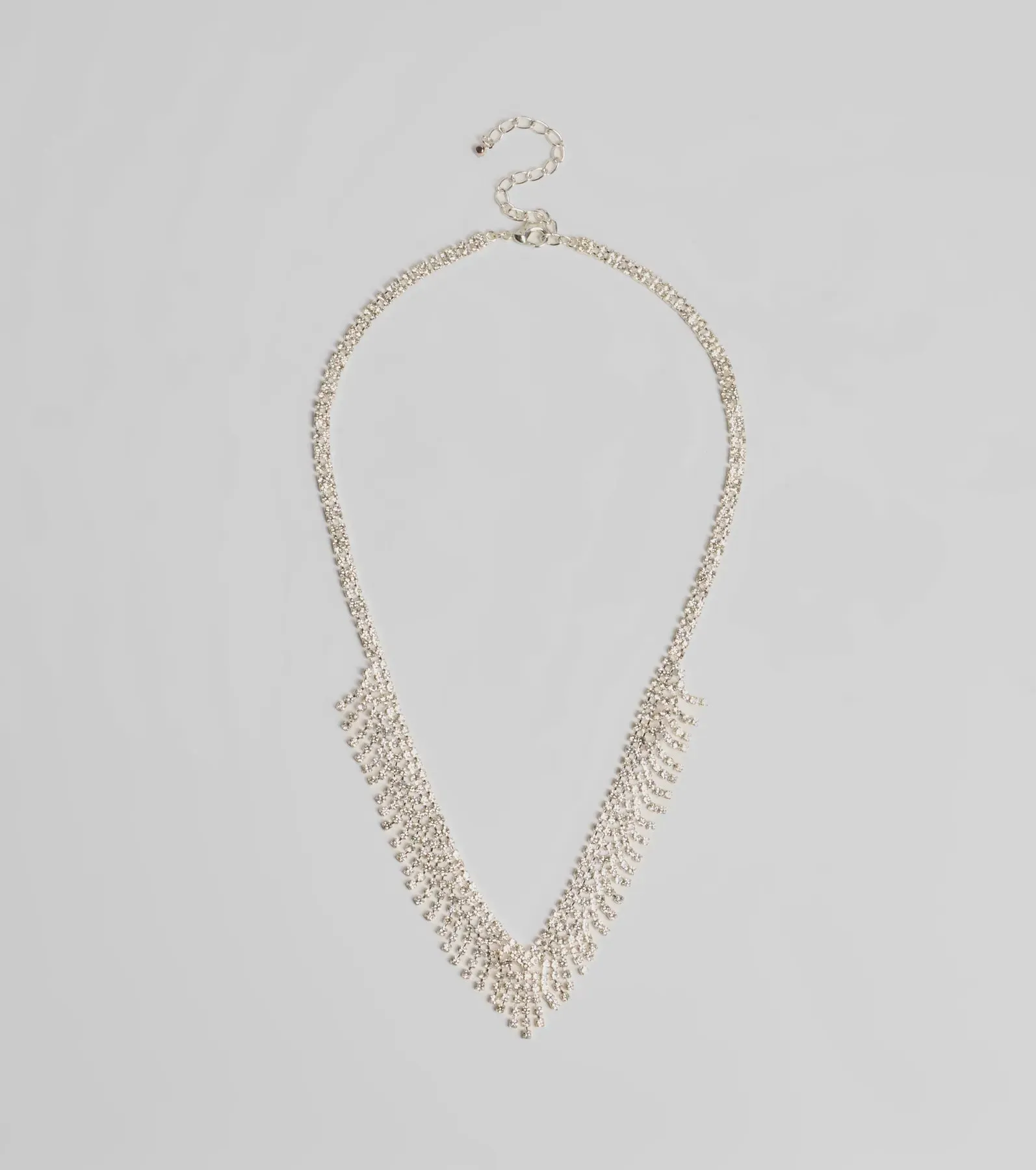 Glam Edge Rhinestone Fringe Necklace sold by Windsor