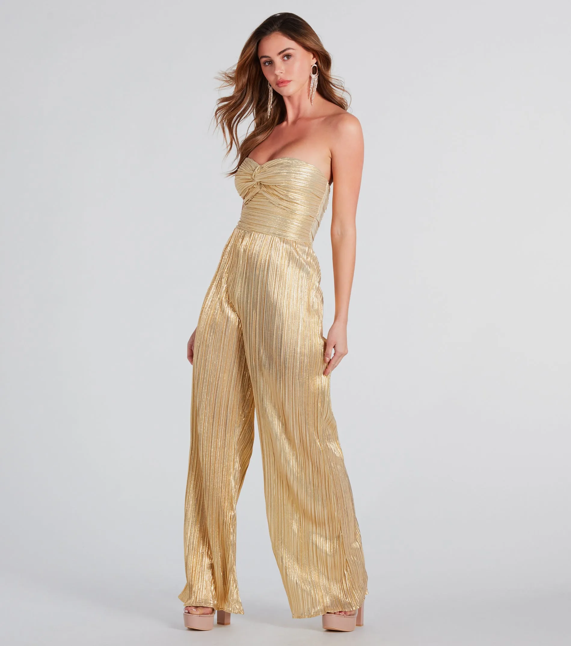 All The Attention Metallic Strapless Jumpsuit sold by Windsor product image thumbnail 3