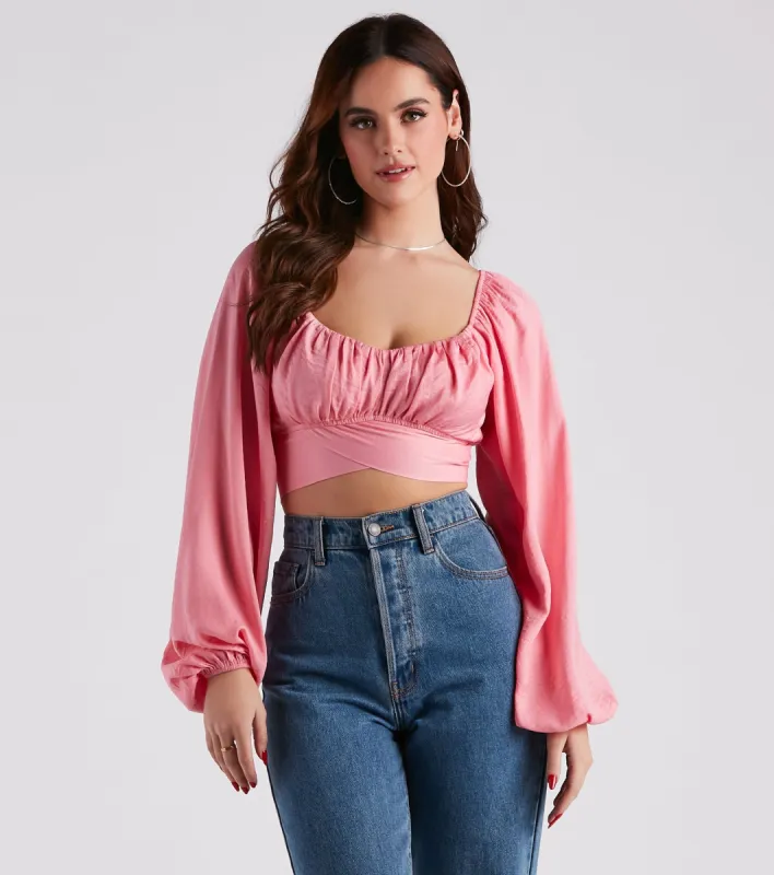 CLEARANCE - Sweet And Flirty Satin Crop Top sold by Windsor