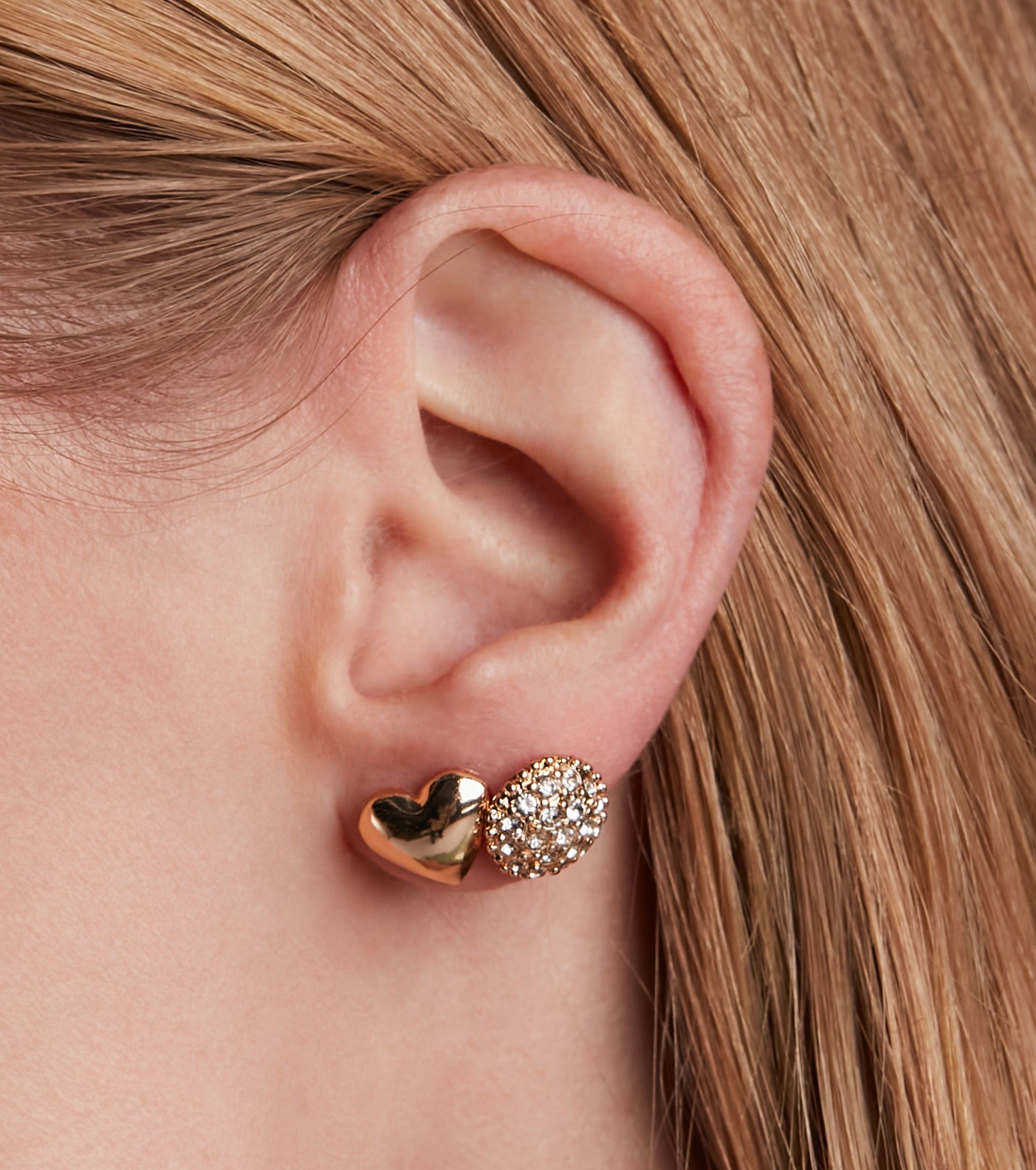 Cutest Details Rhinestone And Heart Earrings Set sold by Windsor