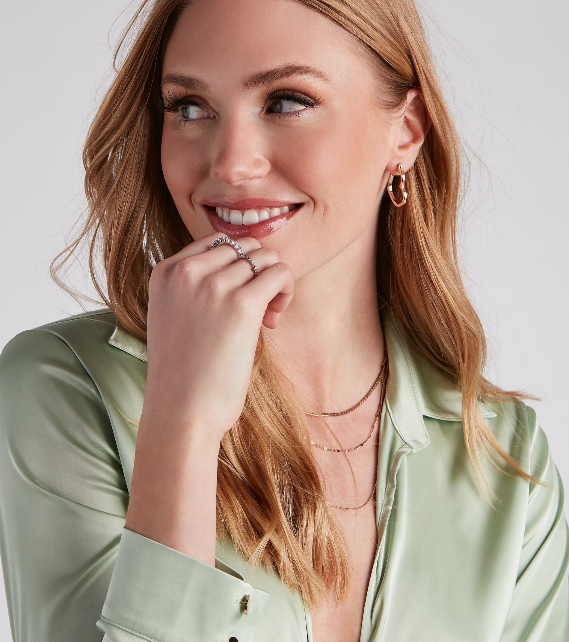 Cutest Details Rhinestone And Heart Earrings Set sold by Windsor product image thumbnail 2