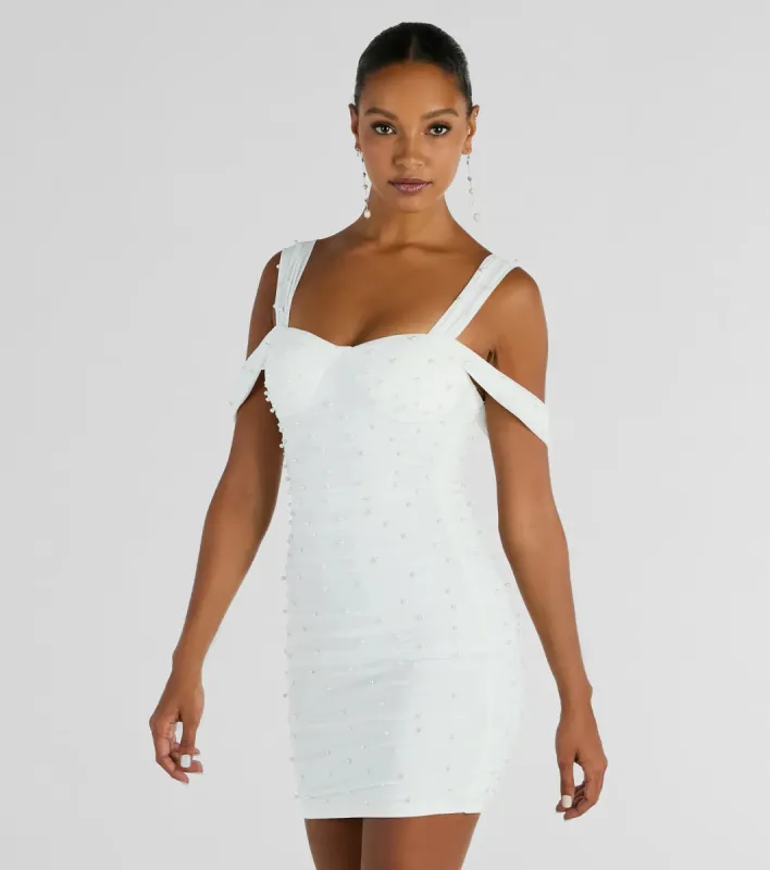 Breathtaking Impression Faux Pearl Bodycon Mini Dress sold by Windsor