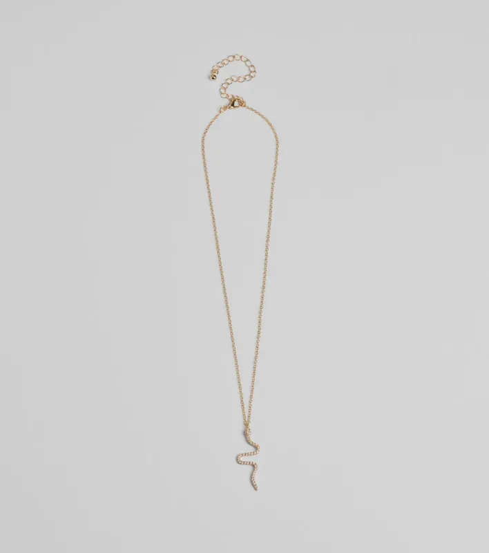 Made You Rattle Rhinestone Snake Charm Necklace sold by Windsor