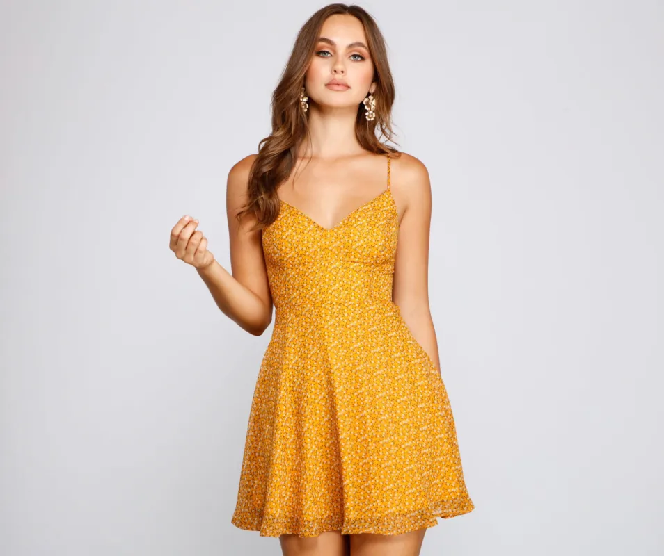 Charming Florals Chiffon Skater Dress sold by Windsor