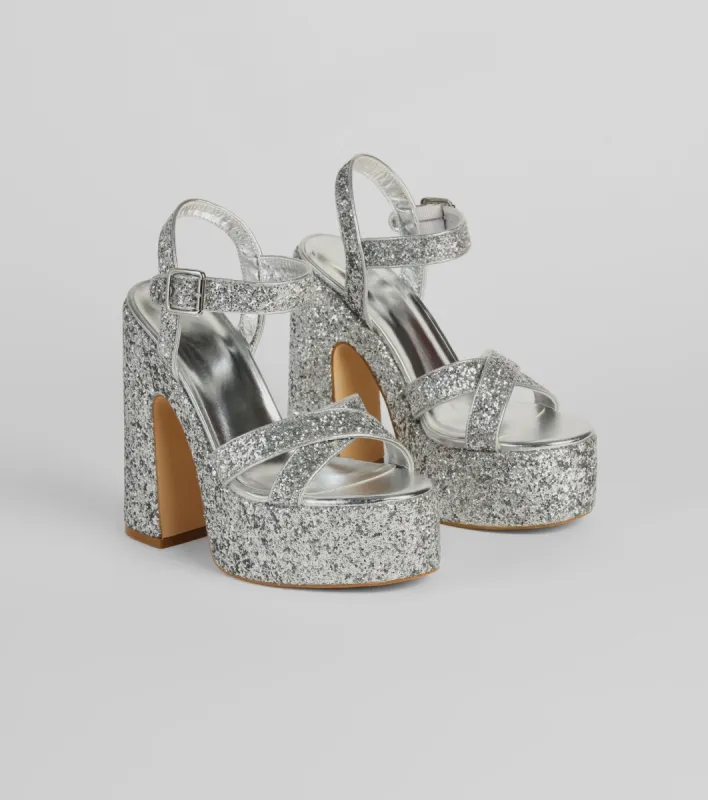 PLACEHOLDER - Step Into Sparkle Glitter Platform Heels sold by Windsor