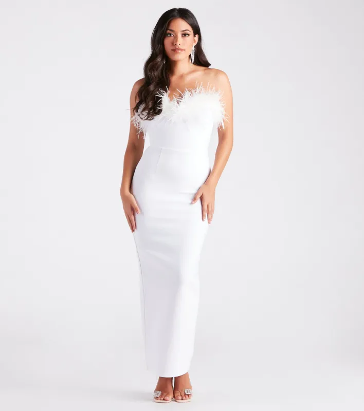 PLACEHOLDER - Olivia Formal Marabou Feather Bandage Dress sold by Windsor