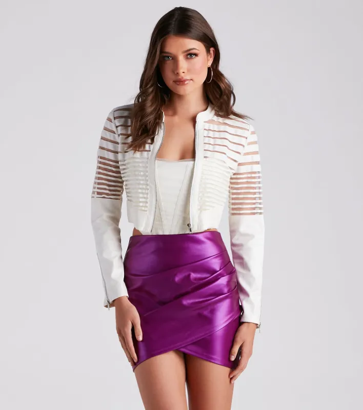 PLACEHOLDER - Faux Leather Illusion Striped Jacket sold by Windsor
