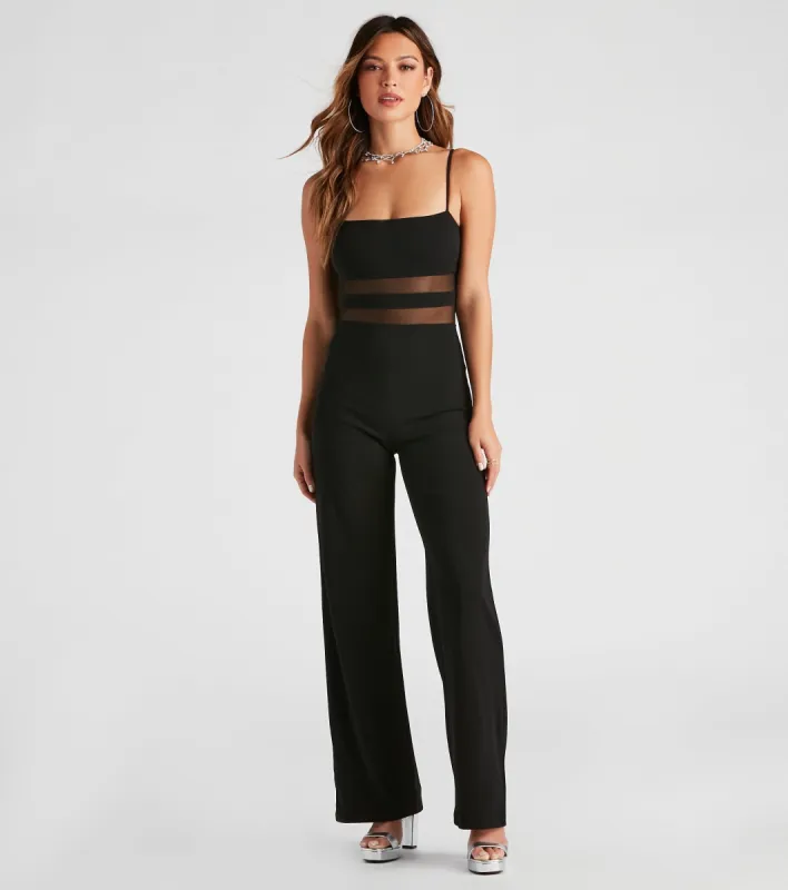 All An Illusion Mesh Stripe Jumpsuit sold by Windsor