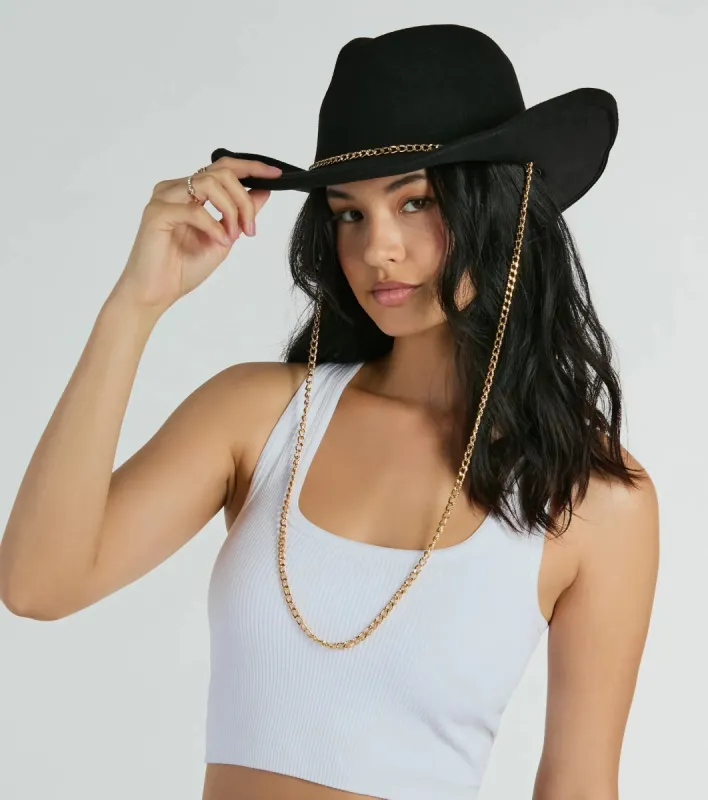 Rodeo-Ready Chain-Trim Cowboy Hat sold by Windsor