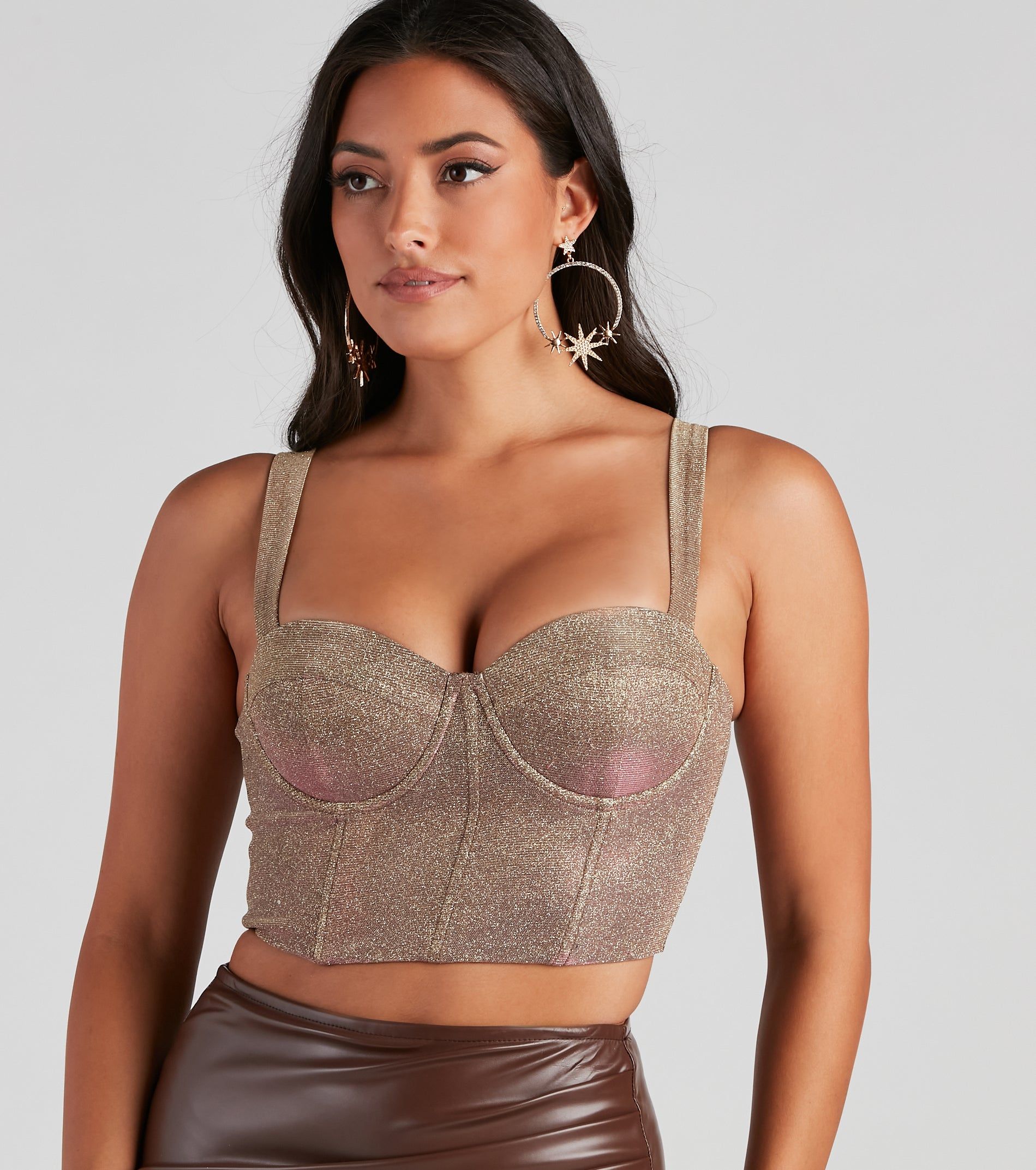 Glisten And Glow Glitter Cropped Bustier sold by Windsor product image thumbnail 3