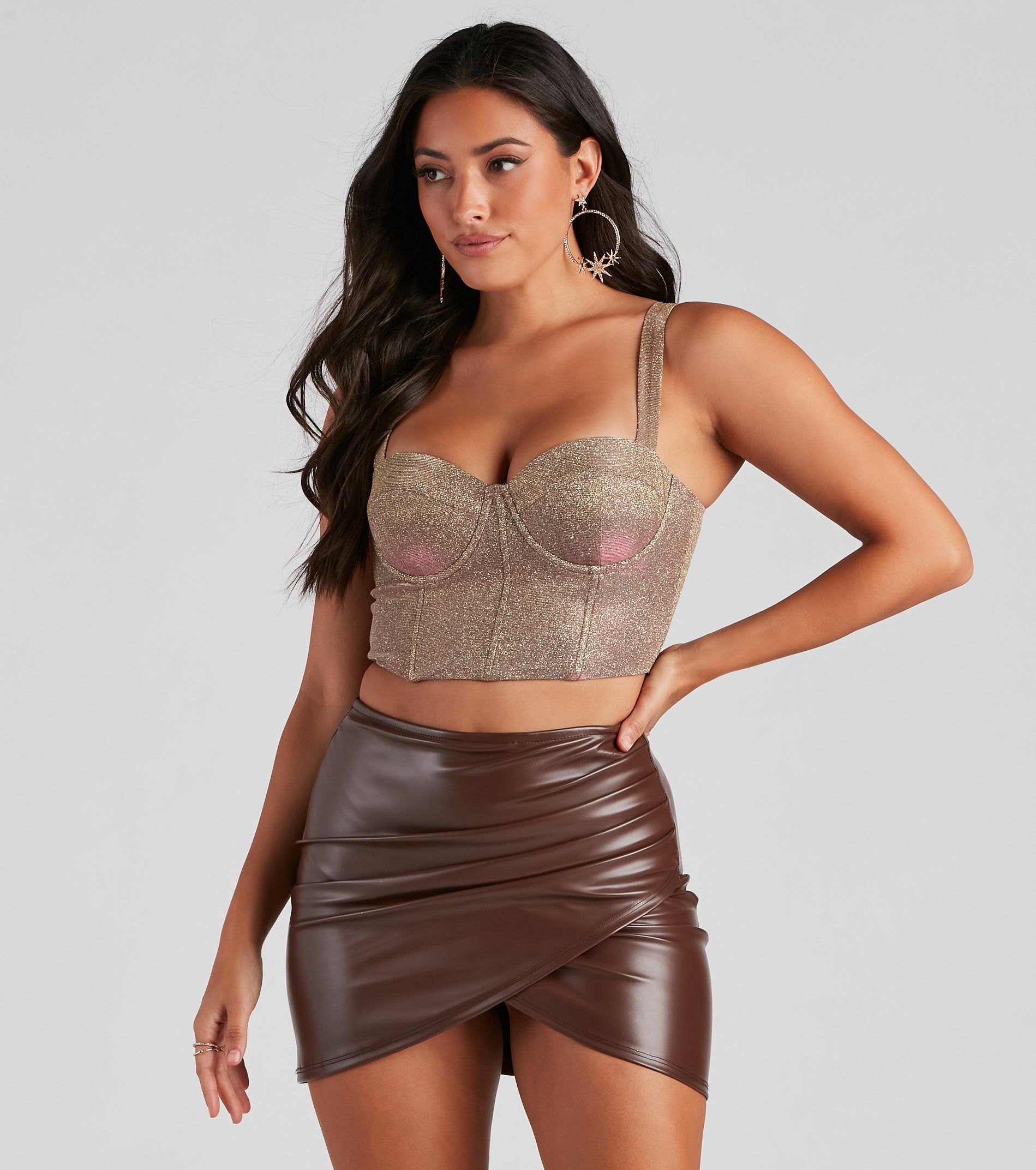 Glisten And Glow Glitter Cropped Bustier sold by Windsor product image thumbnail 4