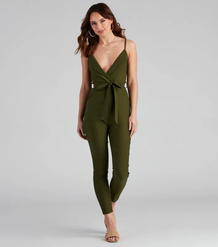 One Hit Wonder Surplice Tie Jumpsuit sold by Windsor