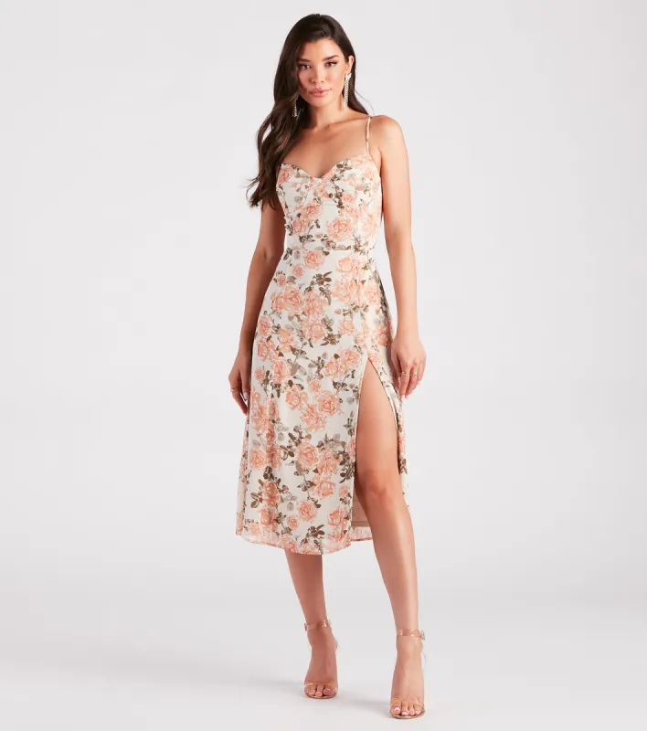 Lovely Seeing You Floral Chiffon Midi Dress sold by Windsor