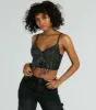 Glitzy Glamour Rhinestone Fringe Cropped Bustier sold by Windsor