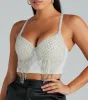 Glitzy Glamour Rhinestone Fringe Cropped Bustier sold by Windsor
