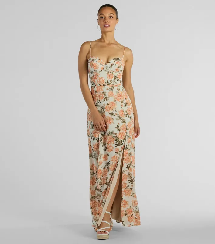 Gorgeous Arrival Rose Floral Chiffon Maxi Dress sold by Windsor