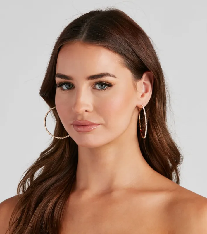 Simple Radiance Rhinestone Hoop Earrings sold by Windsor