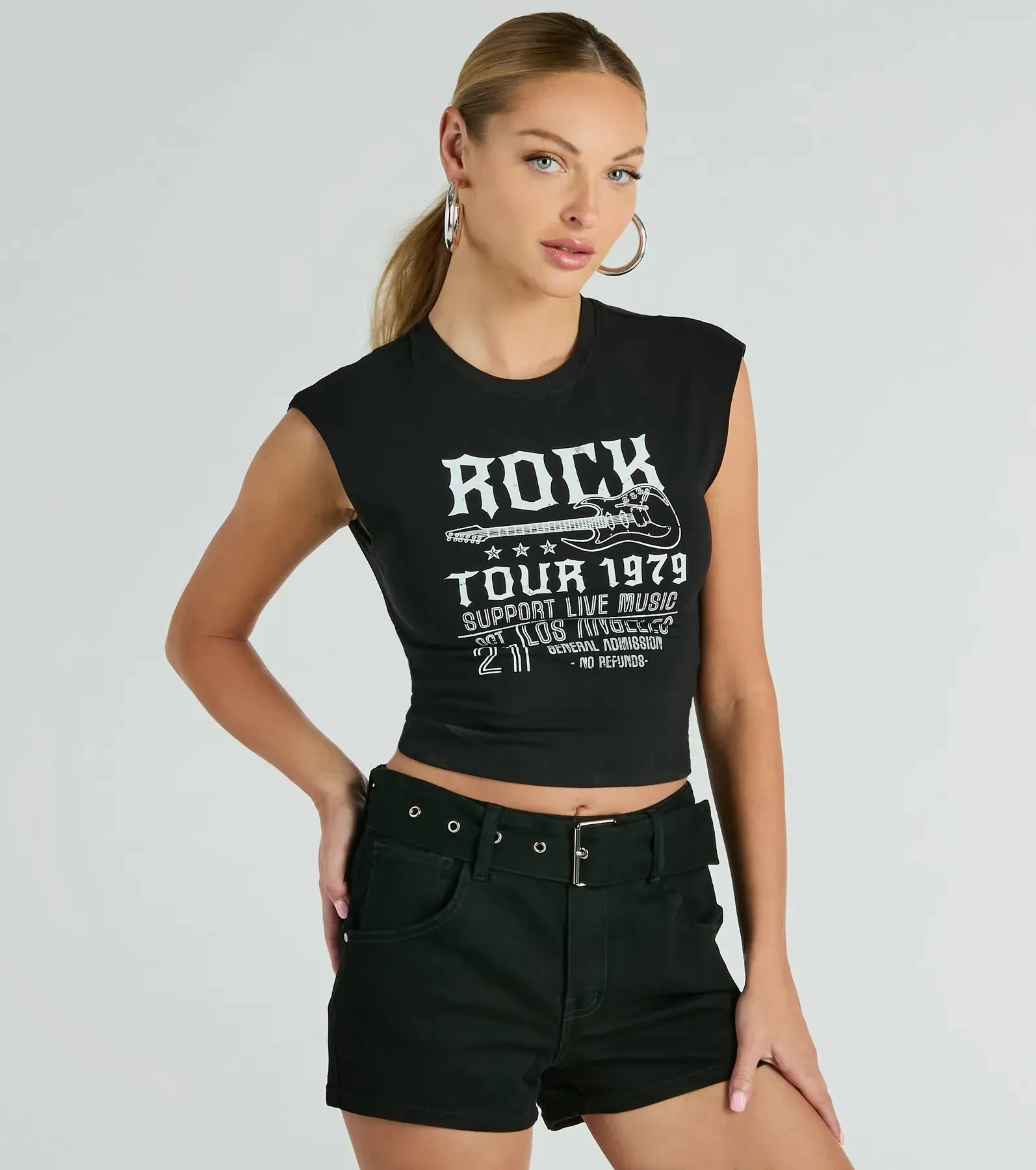Rock Tour 1979 Muscle Open Back Graphic Tee sold by Windsor