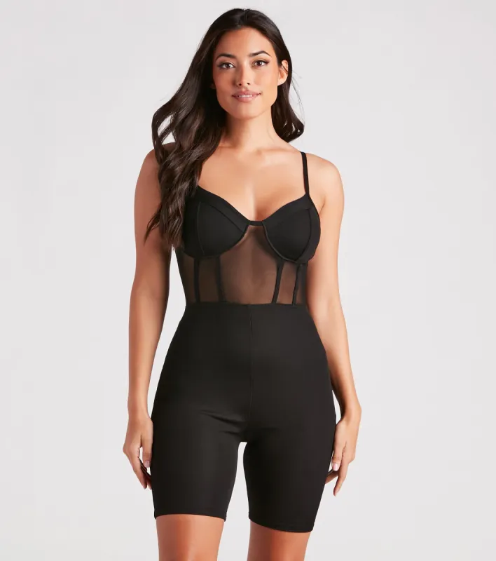 Sheer Intentions Mesh Rib Knit Romper sold by Windsor