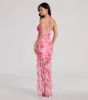Belinda Halter Floral Rhinestone Ruffle Mini Dress sold by Windsor