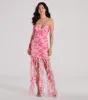 Belinda Halter Floral Rhinestone Ruffle Mini Dress sold by Windsor