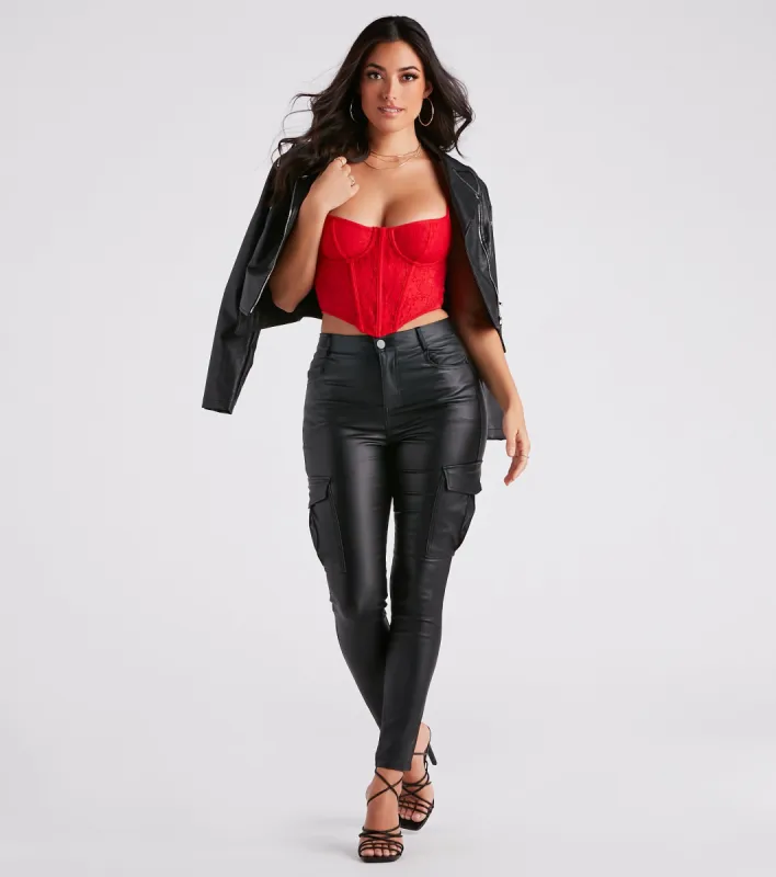 CLEARANCE - Casually Elevated Faux Leather Cargo Pants sold by Windsor