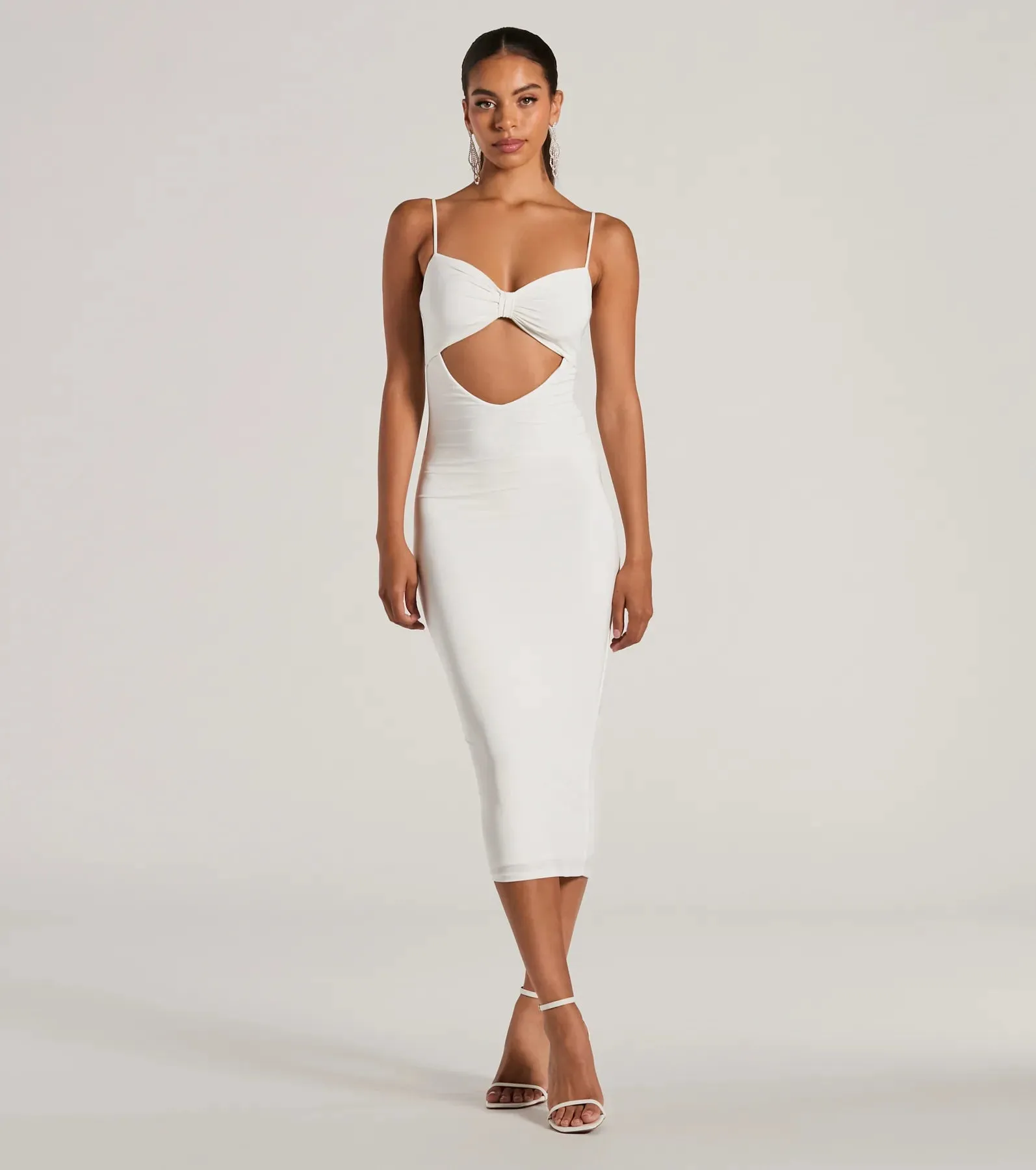 Treat Yourself Sleeveless Bow Cutout Midi Dress sold by Windsor