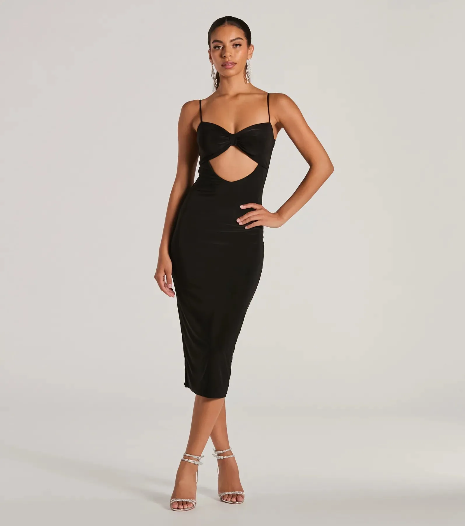 Treat Yourself Sleeveless Bow Cutout Midi Dress sold by Windsor product image thumbnail 5