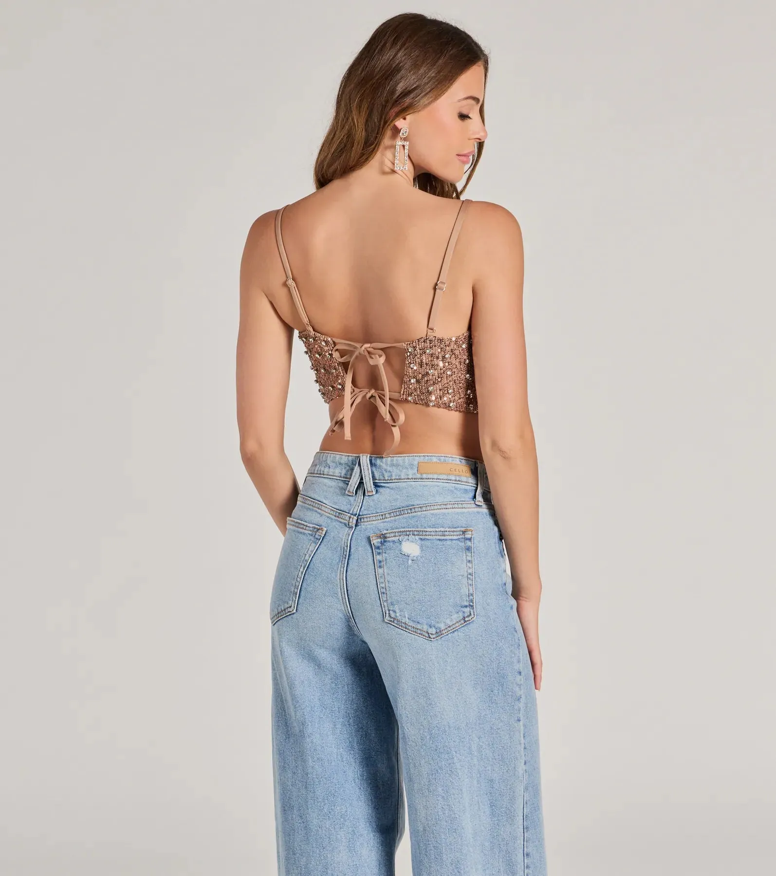 Glam Of The Moment Rhinestone Sequin Crop Top sold by Windsor product image thumbnail 2